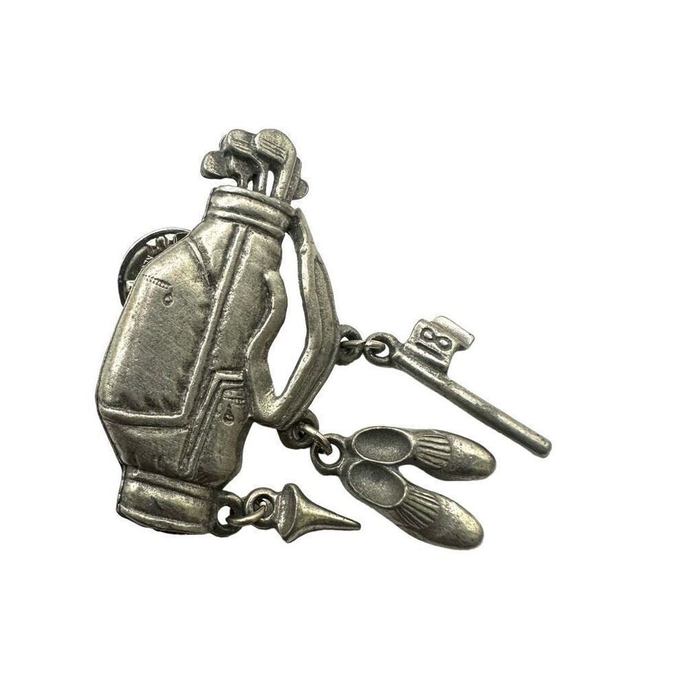 L.C.D. pewter golf bag brooch with charms